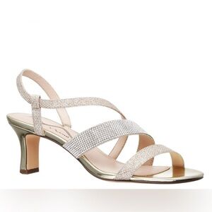 Nina gold crystal strappy wrap womens party wedding shoes Size 8.5 Wedding